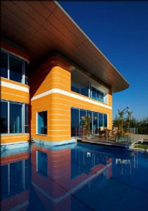 Front View Futuristic Orange House in Ankara Turkey by Yazgan Design Architecture 211x300 Desain Rumah Idaman yang Nyaman